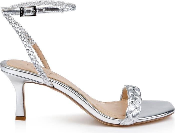 Badgley Mischka Nyx Ankle‑Strap Sandals – Silver Leather – Size 6.5 – New in Box