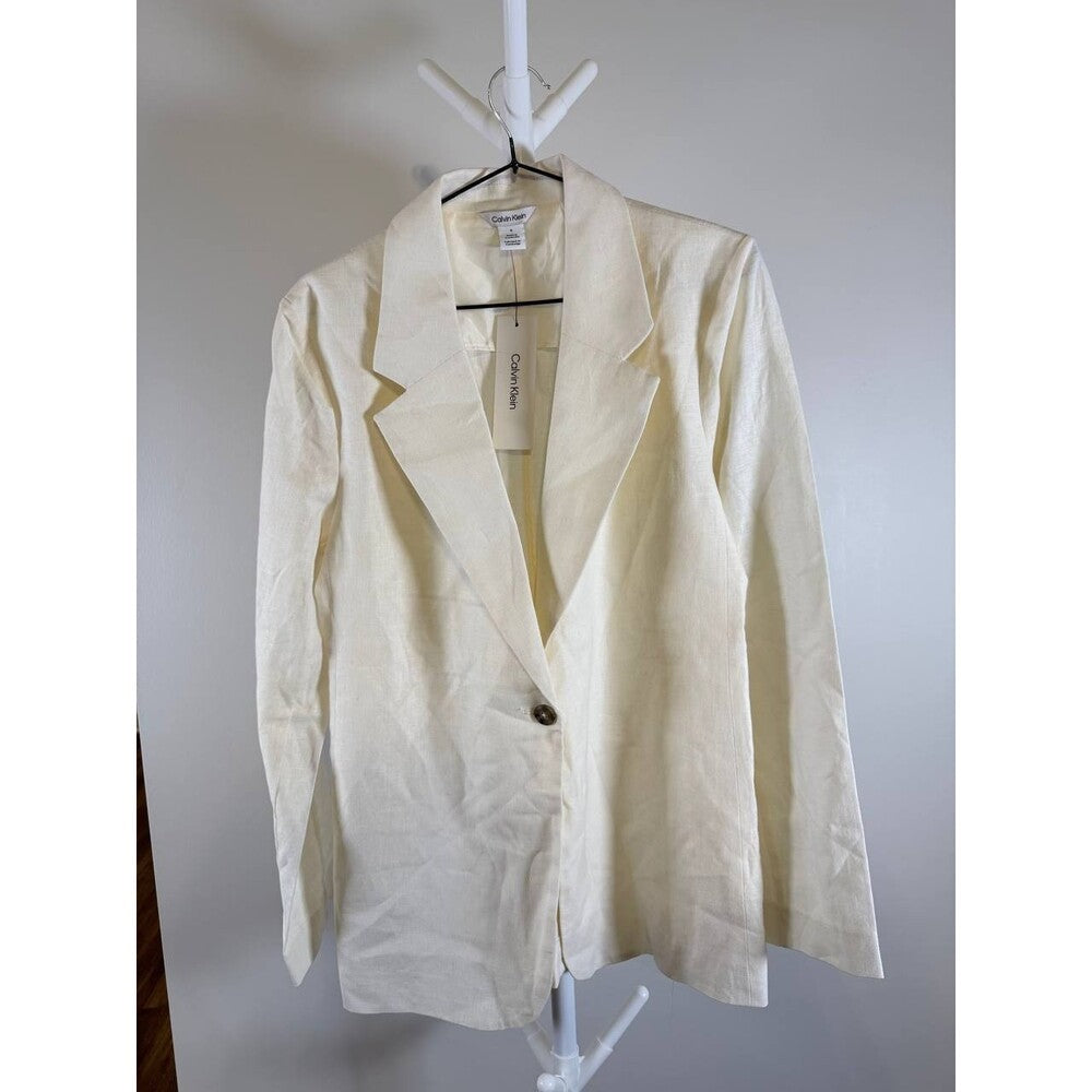 Calvin Klein Linen‑Blend One‑Button Blazer – Size 8 – NWT – $139