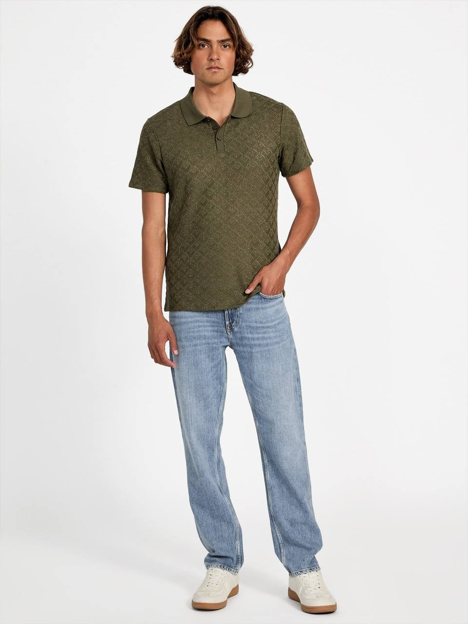 Guess Men’s Logan Knit Polo Shirt Black XL $69 NWT