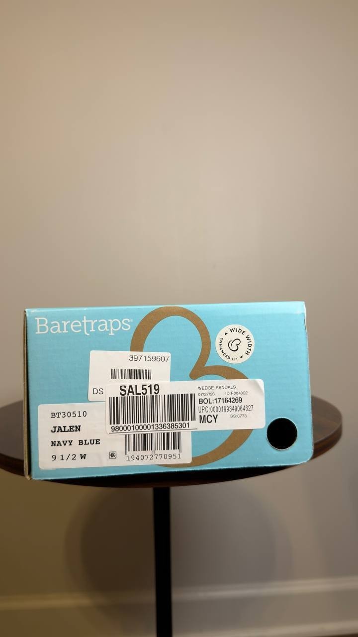 Baretraps Flat Sandals Navy Blue 9.5 W New $69.00