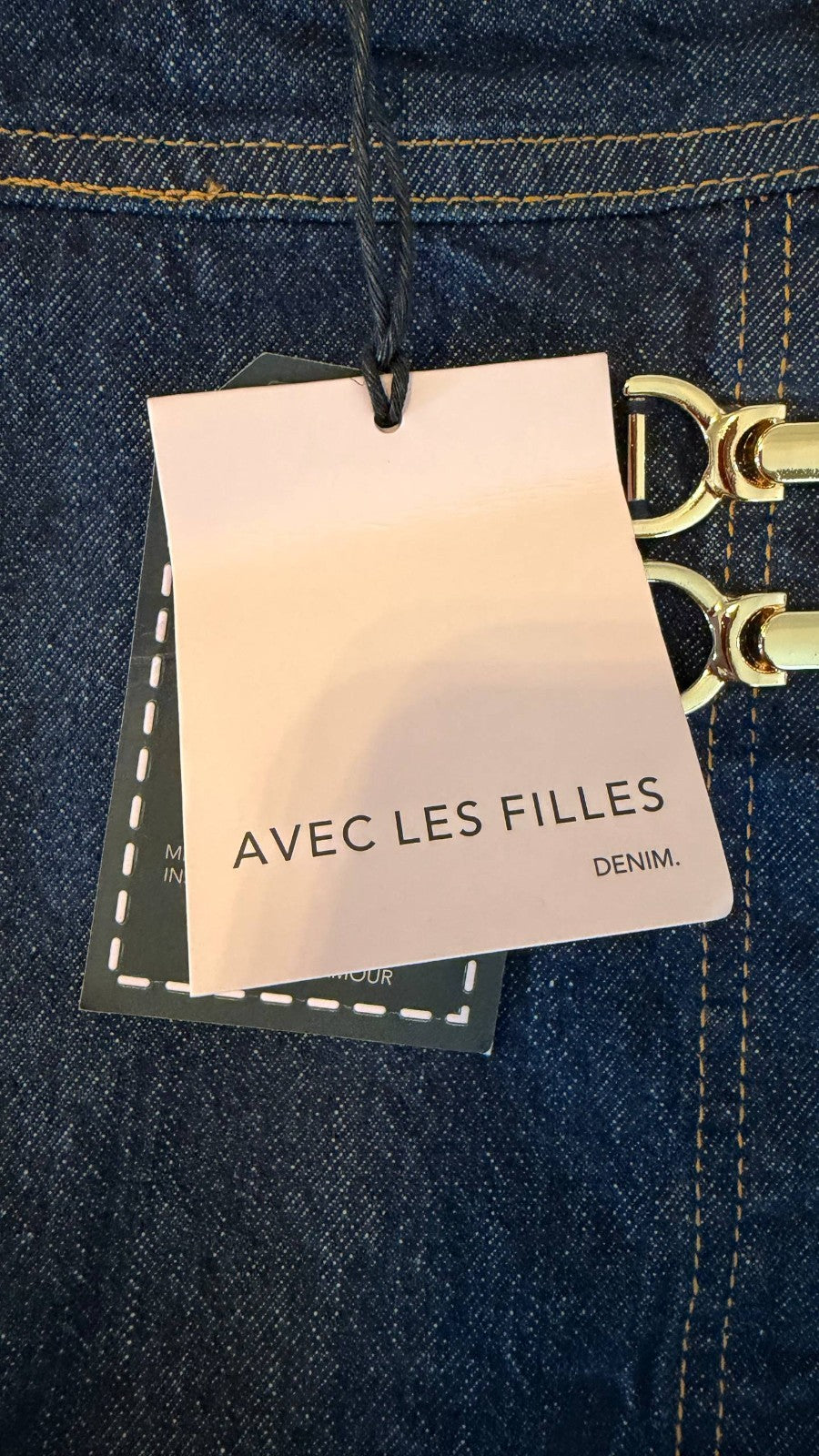 Avec Les Filles Women’s Denim Mini Skirt – Broken Zip Fly 138$ MSRP