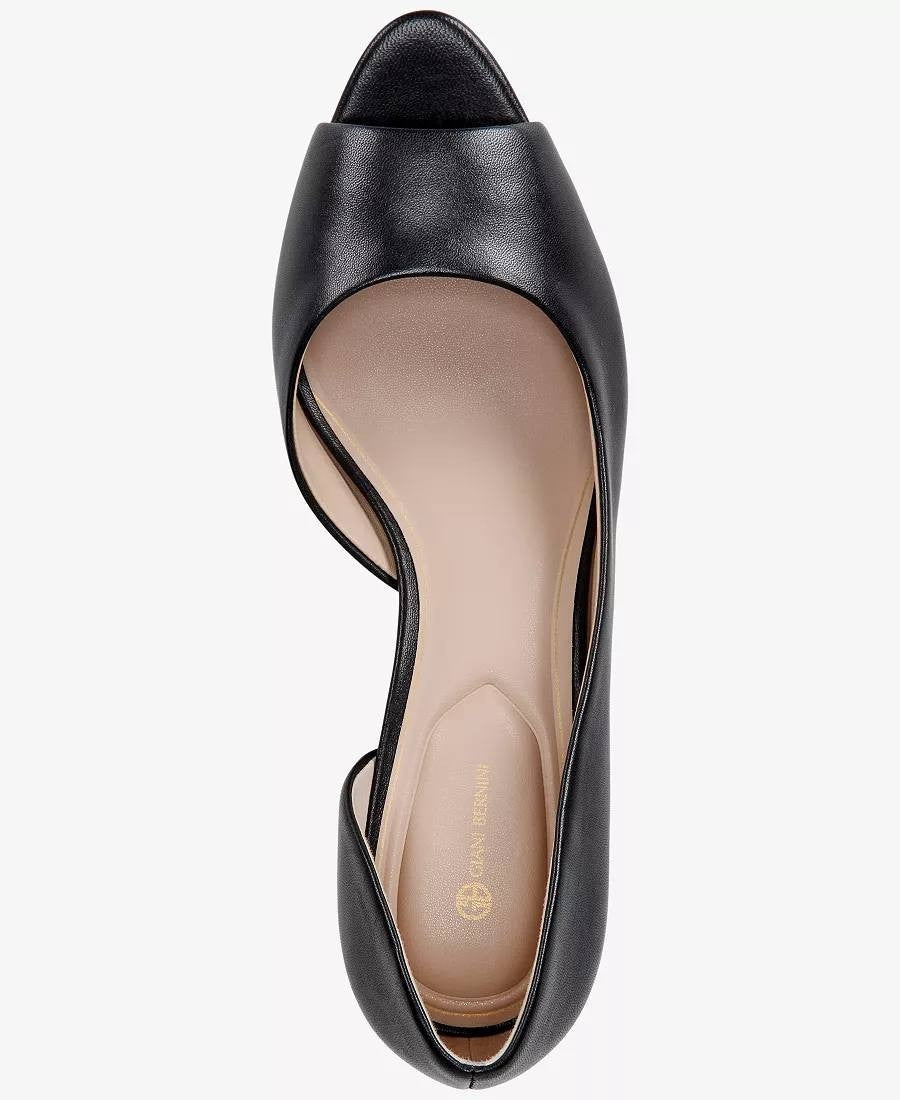 Giani Bernini Valorr Pumps 8M Black Leather Peep Toe d’Orsay NIB msrp$89.50