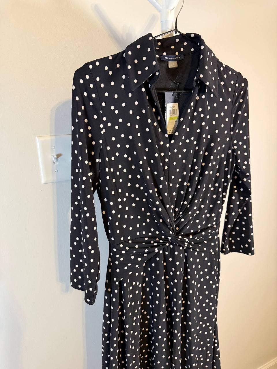Tommy Hilfiger Black & White Dot Midi Dress – Size 4 – NWT – $99