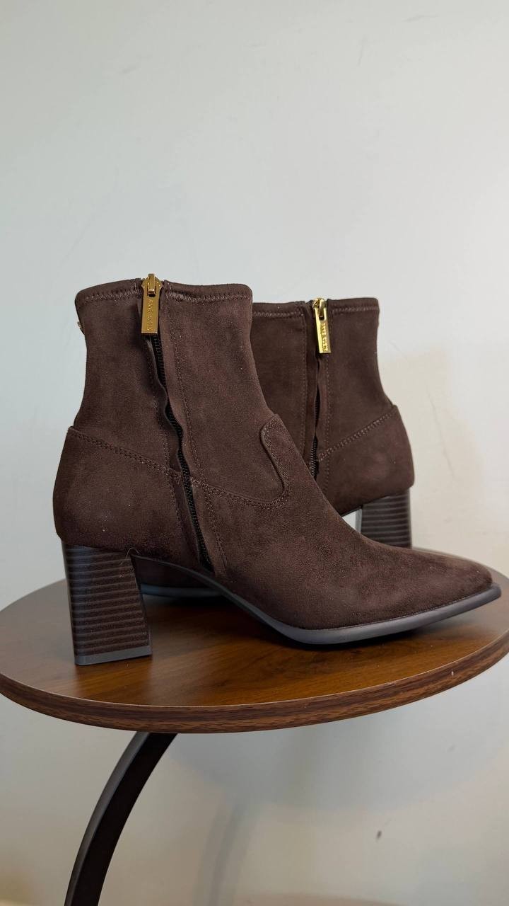 Anne Klein Paidge Block Heel Dress Booties Dark Brown 6.5M Man‑Made $119 NWB