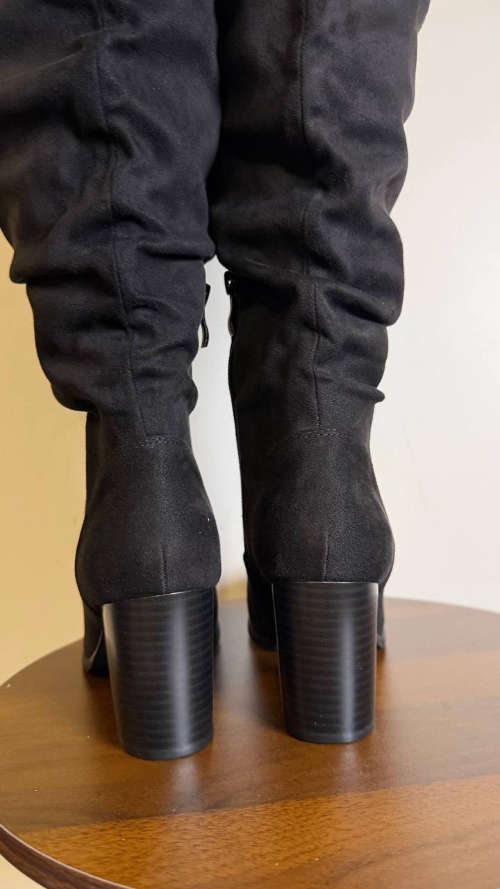 Journee Kaison High Boots 8M Black Faux Suede Over‑Knee  New msrp $89.99