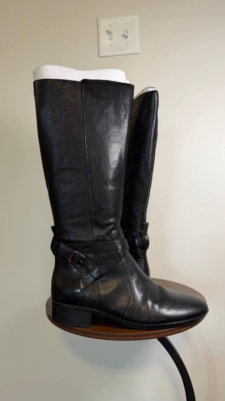 Naturalizer Rena 2 Boots 11W Black Leather Wide Calf Riding Style NIB msrp$325