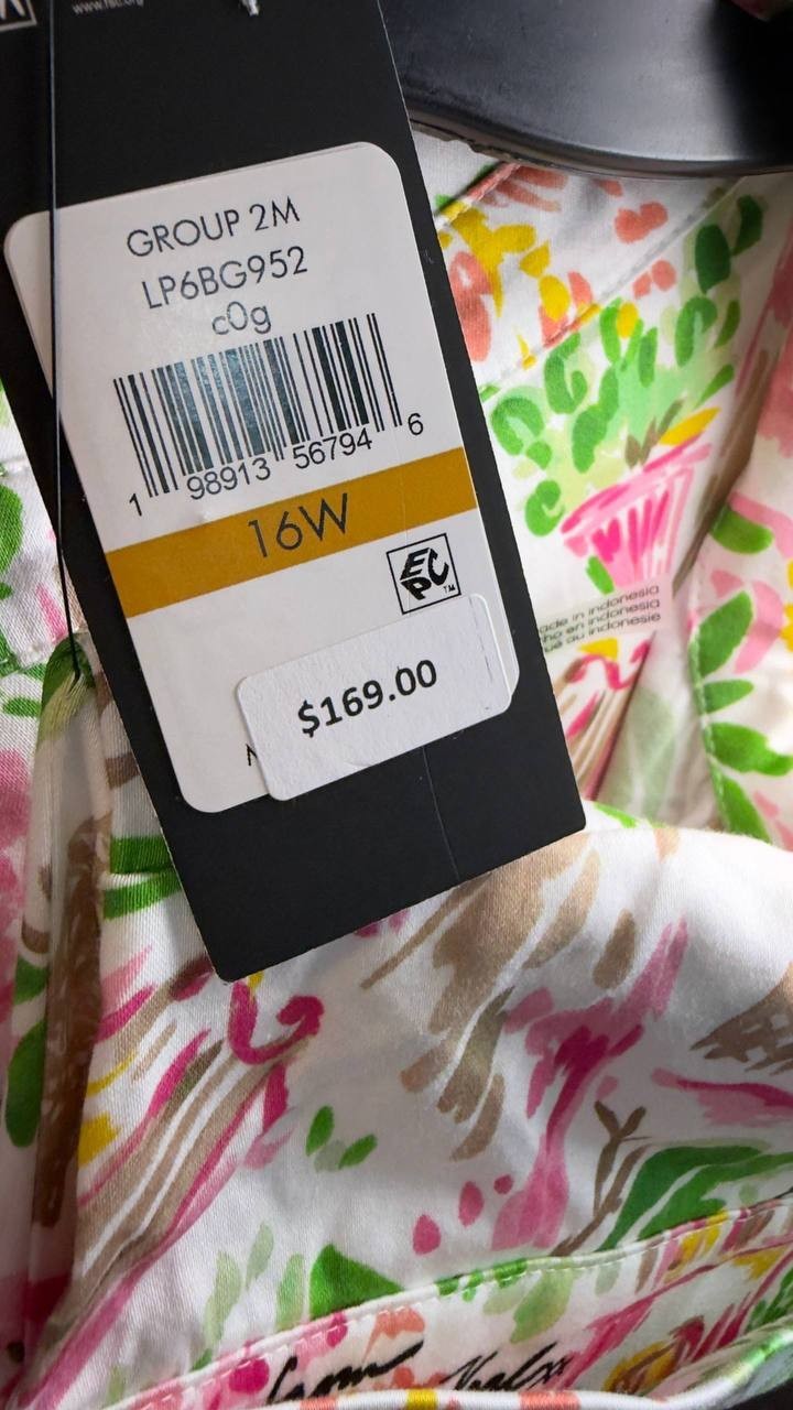 Karl Lagerfeld Paris Plus Printed Collared Dress White/Pink 16W NWT $169