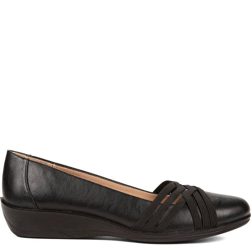 LifeStride Incredible 2 Flats 9W Black Faux Leather Slip‑On Wedge NIB msrp$79.99