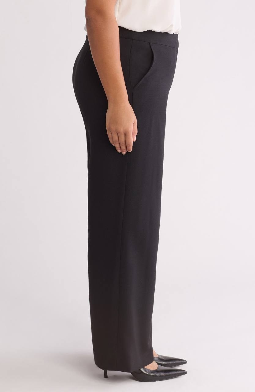 Tahari ASL Women’s Plus Wide-Leg Pants Black 10 $109 NWT