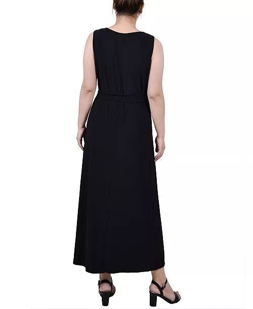 NY Collection Petite Sleeveless Ankle-Length Dress Black PL NWT $119