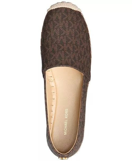 Michael Michael Kors Espadrille Flats Brown Logo 9.5 M New $99.50
