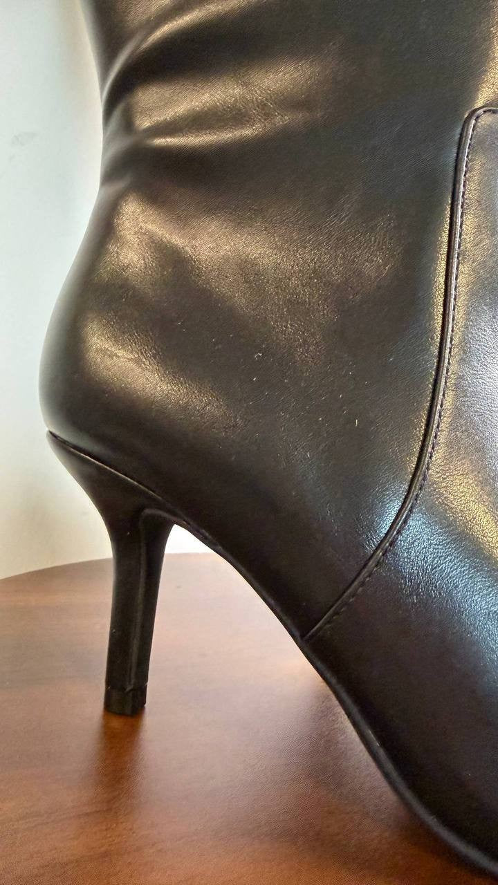 INC Mckennaa Boots 7W Black Beauty Pointy Toe Stiletto Knee‑High NIB msrp$99.90