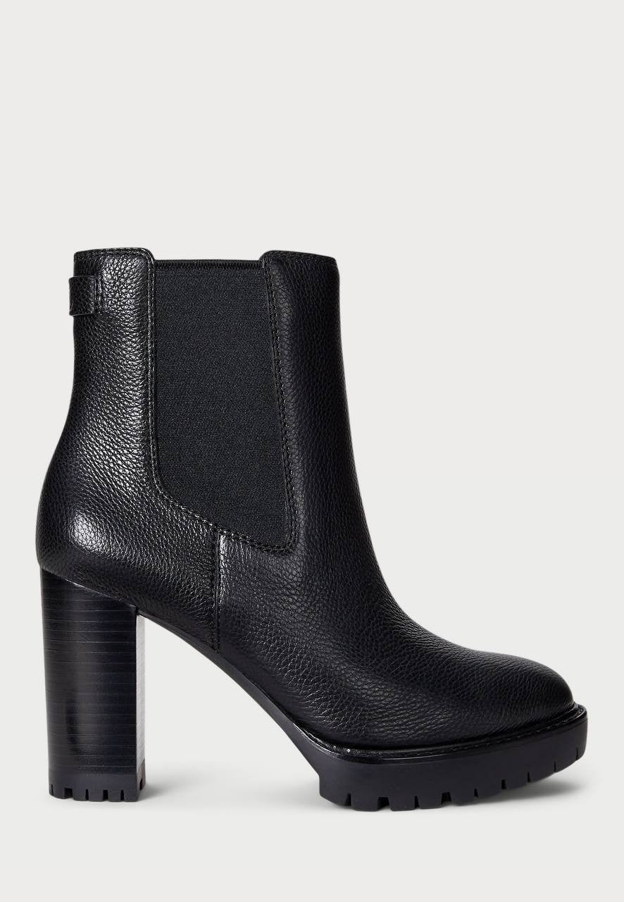 Lauren Ralph Lauren Layne Pebbled Leather Bootie – Black – Size 10B – New in Box
