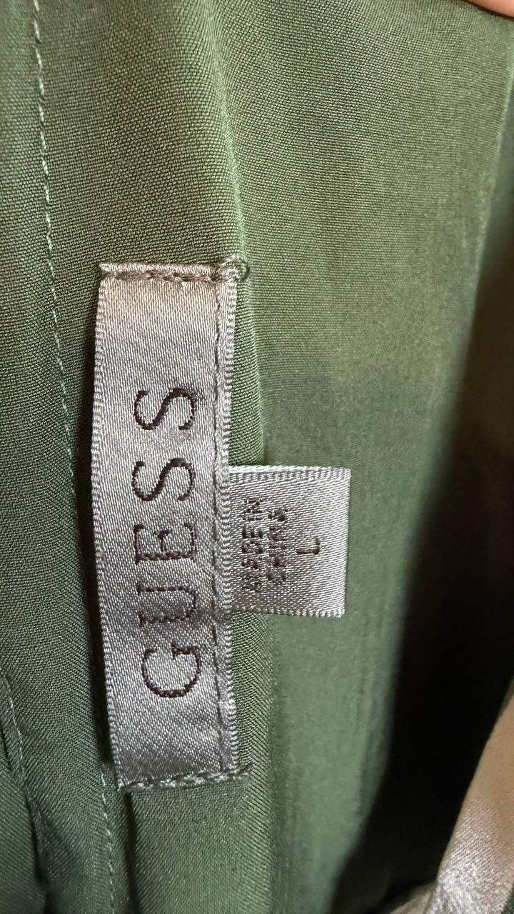 Guess Yasmin Satin Jumpsuit Plunge Surplice Printed Multi SizeL NWOT $178damage