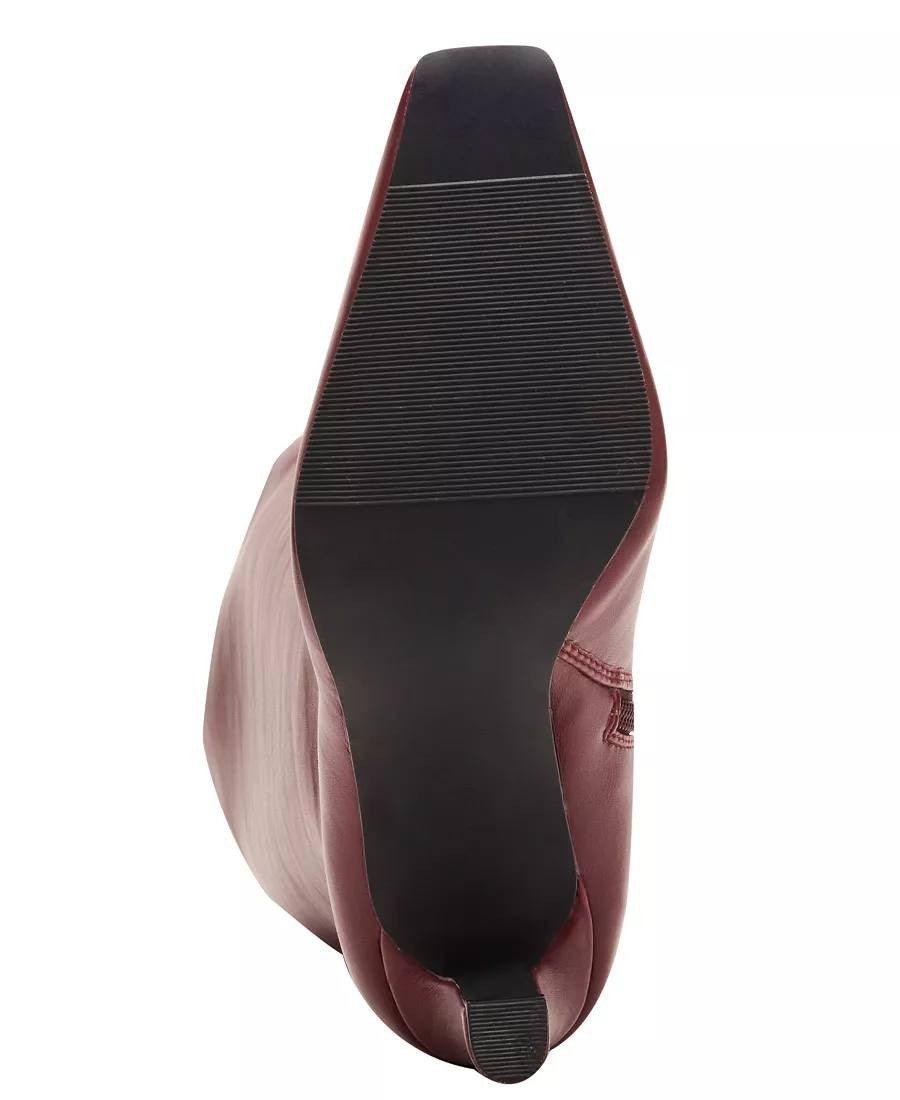 Madden Girl Voyage Boots 6 Bordeaux PU Knee‑High Square Toe Dress NIB msrp$99