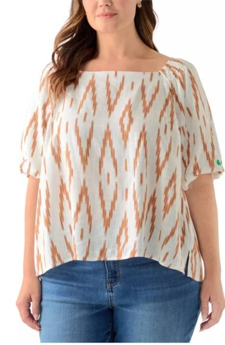 Vince Camuto Plus Size Square‑Neck Puff‑Sleeve Raglan Top – Size 1X – NWT – $99