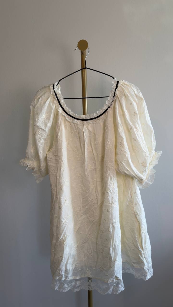 Free People Juno Embroidered Baby Doll Minidress Ivory M NWT $148