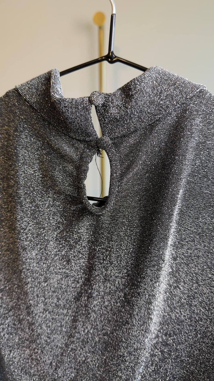 1.STATE Metallic Pleated Sleeveless Top Rich Black XL NWT $59