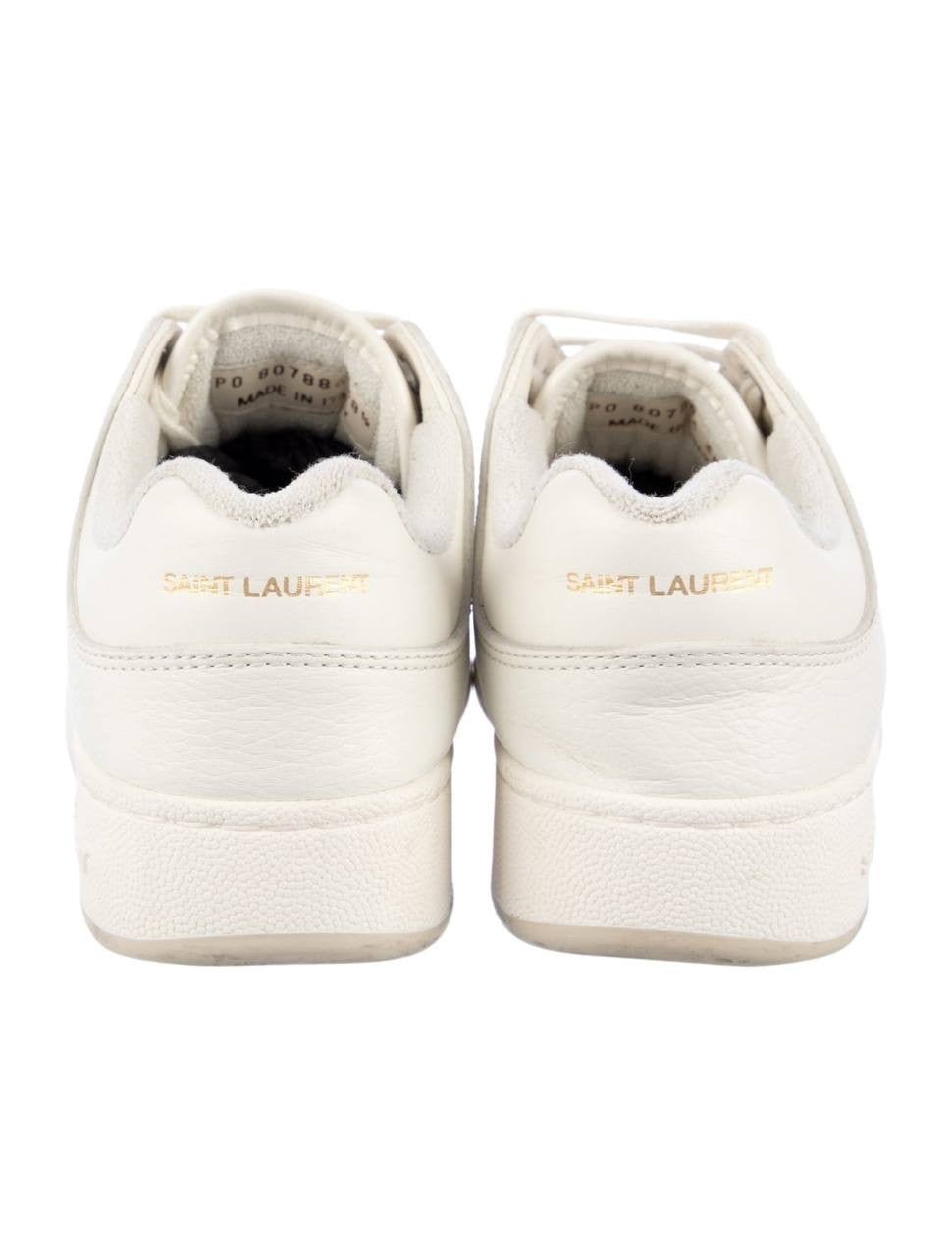 Saint  Laurent  Leather  Sneakers  Black Optic/Coffee White  Size  41  New  $875