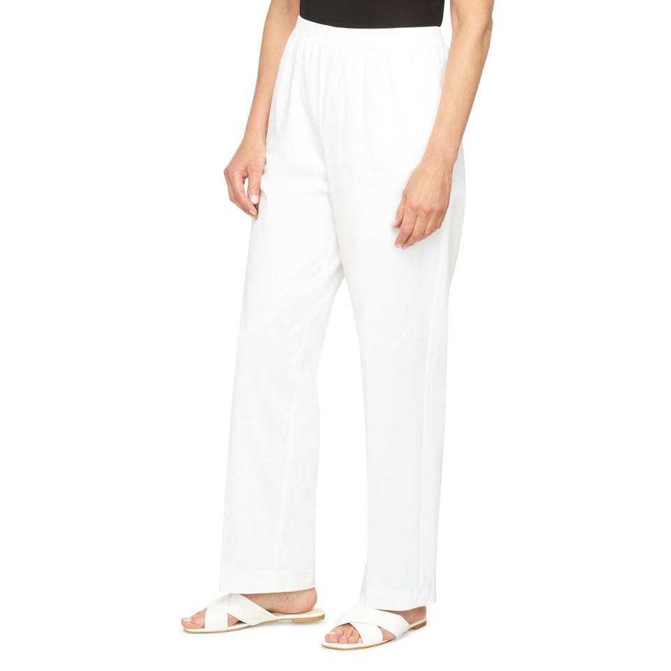 Alfred Dunner Classics Twill Pants White 18 NWT Soft Elastic Waist Pockets