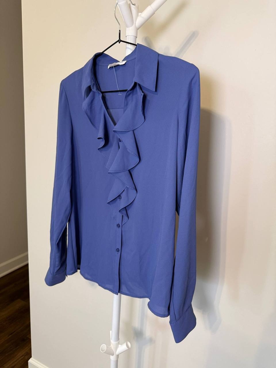 Calvin Klein Petite Ruffle‑Front Long‑Sleeve Blouse – Size PS – NWT – $74