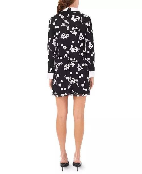 CeCe Women’s Sequin Floral Mini Dress Long Sleeve Reach Black XL NWT $119 