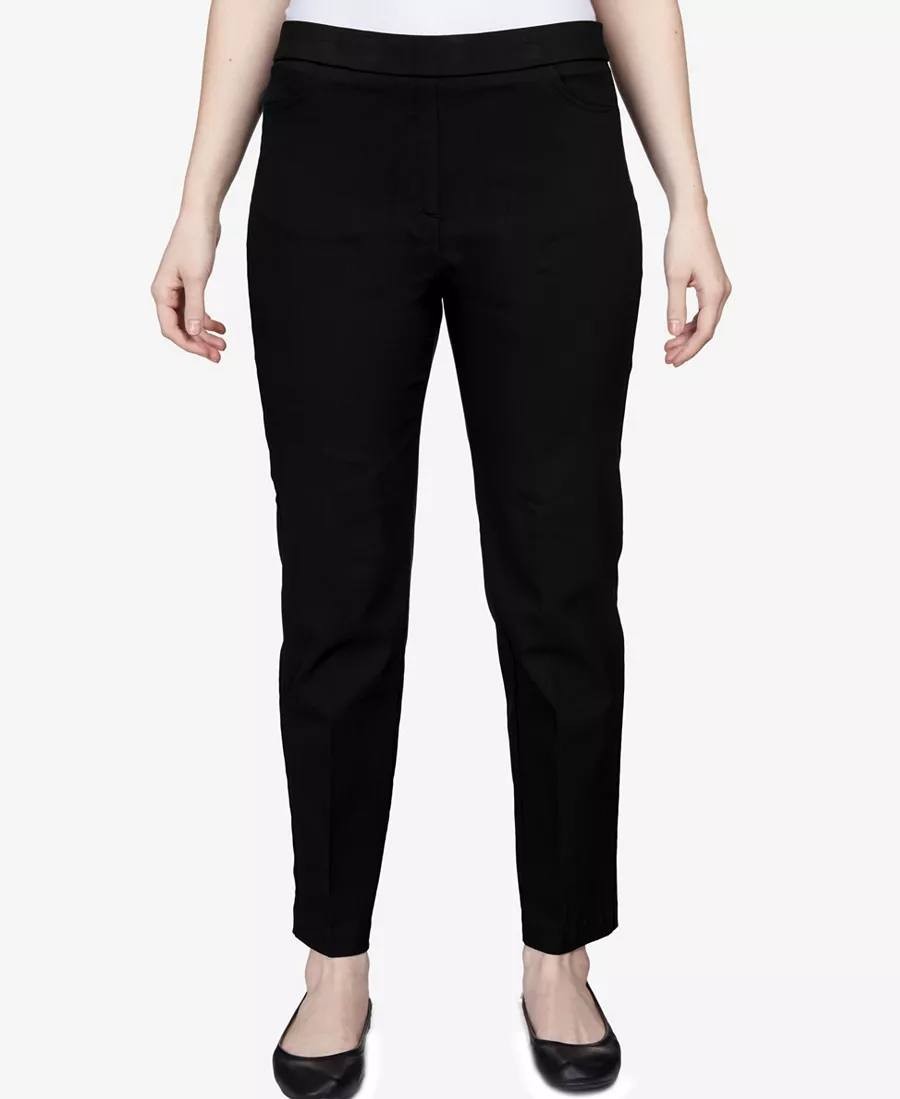 Alfred Dunner Petite Classics Tummy‑Control Pull‑On Straight‑Leg Pants – Size 10
