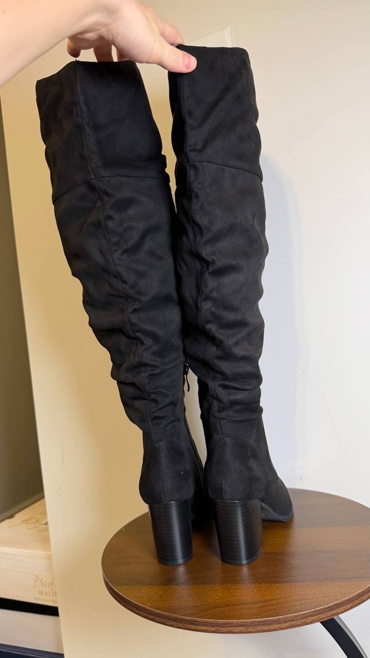 Journee Kaison High Boots 8M Black Faux Suede Over‑Knee  New msrp $89.99