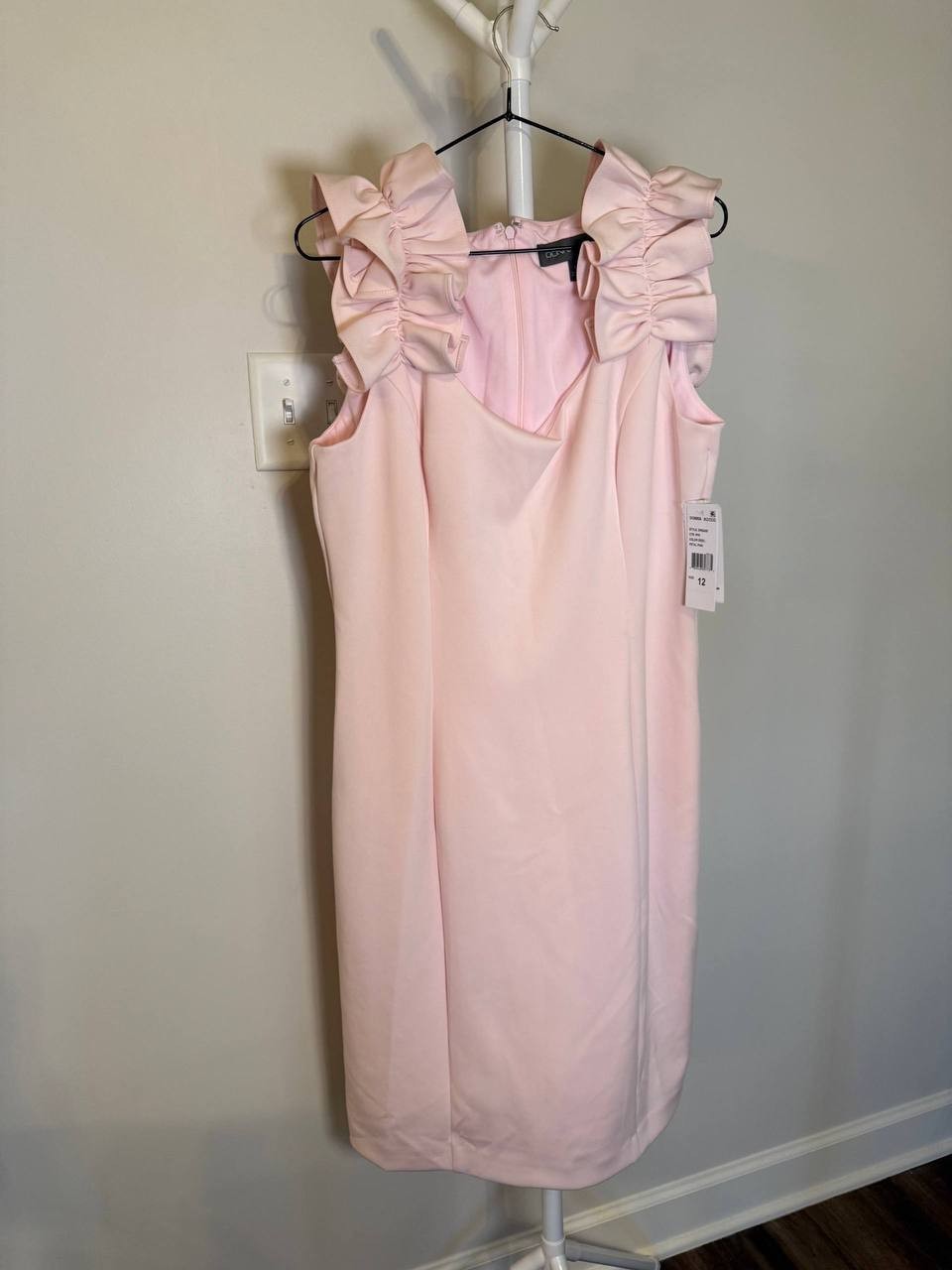 Donna Ricco Ruffled‑Strap Sheath Dress – Size 12 – NWT