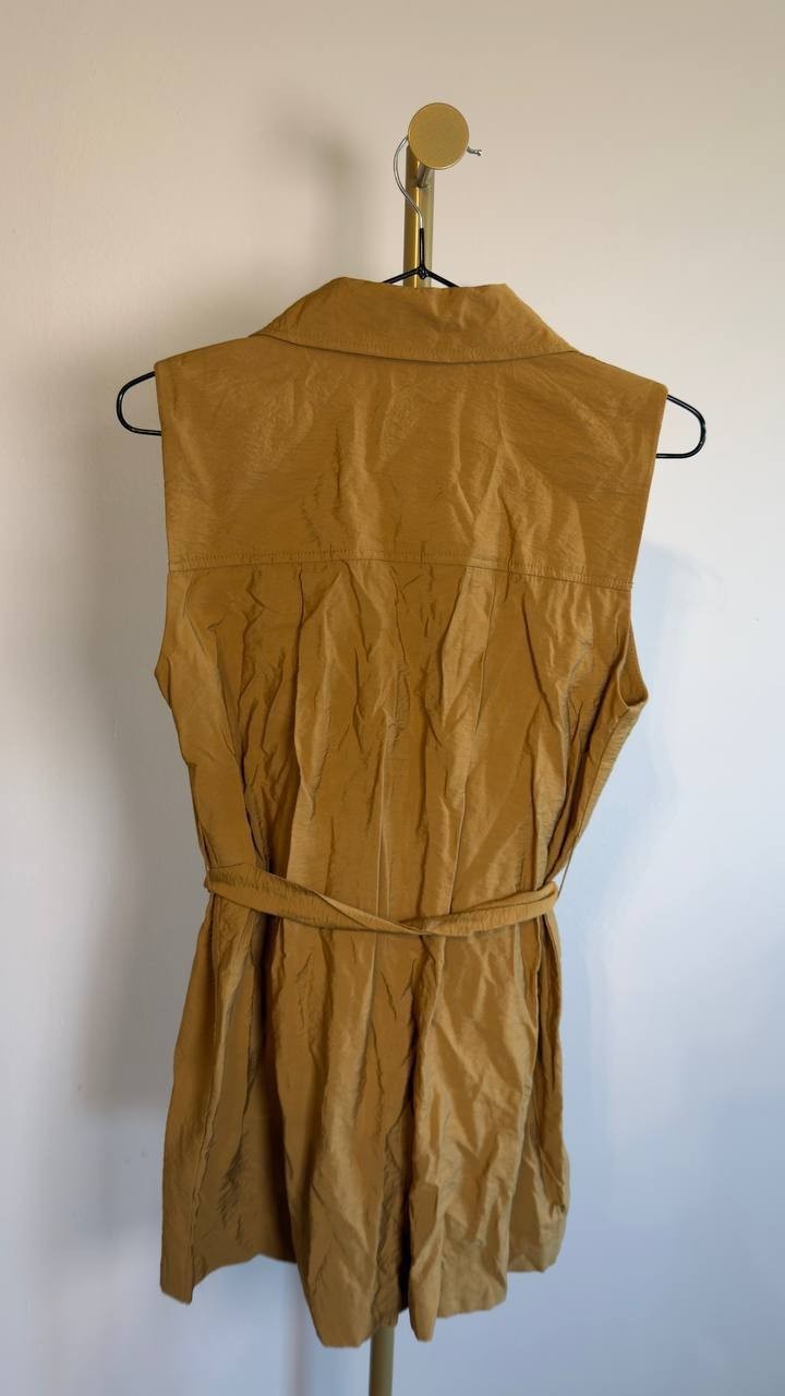 Anne Klein Sleeveless Tie-Waist Patch-Pocket Jacket Beige XS NWT $129