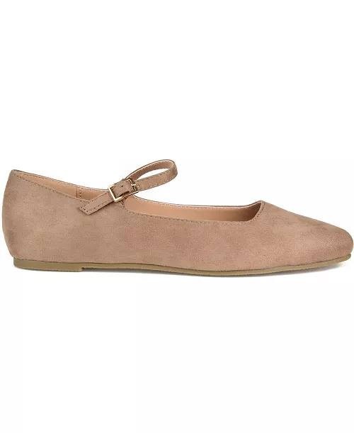 Journee Collection Taupe Polyurethane Mary Jane Flats 6.5 New w/o Box $71.99