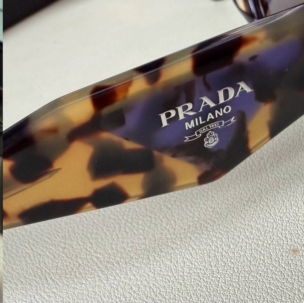 Prada SPR 15Y‑F Tortoise Blue Lens Sunglasses 52mm 2AU‑05Q Italy $375 NWB