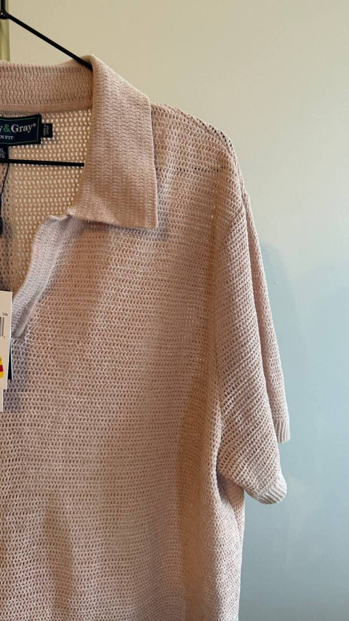 Paisley & Gray Men’s Slim Fit Open Collar Knit Polo Sweater XL $85 NWT