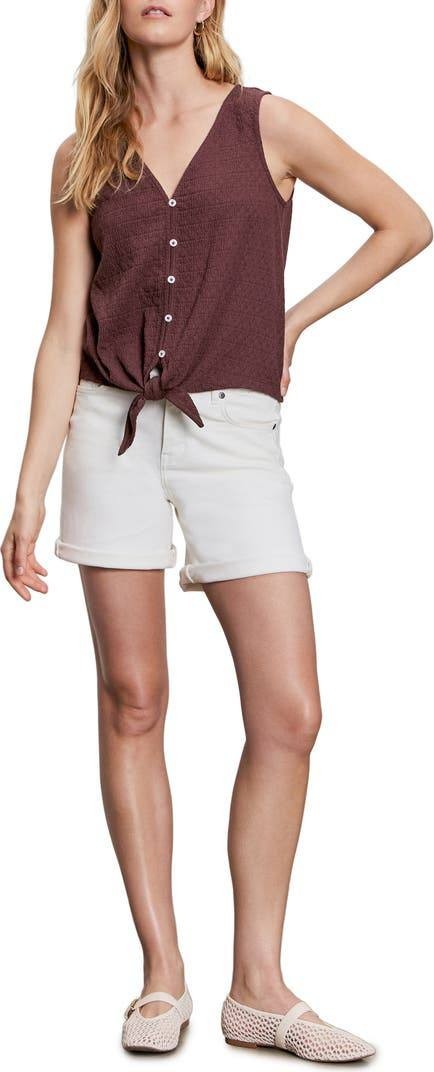 Sanctuary Vacation Textured Tie‑Front Button‑Up Tank – M – NWT