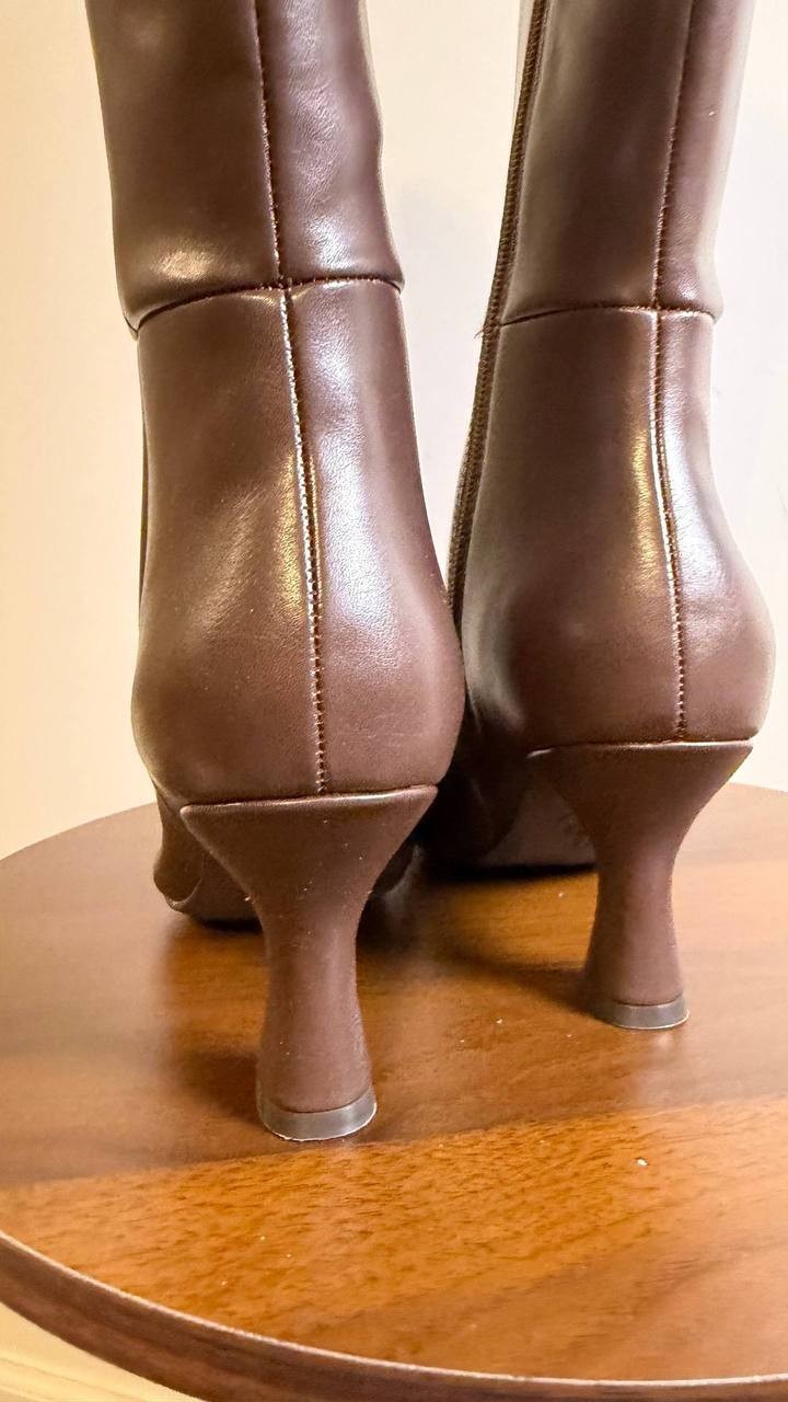 Anne Klein Perfektion Boots 6 Black Man‑Made Knee‑High Snip Toe NIB msrp$159