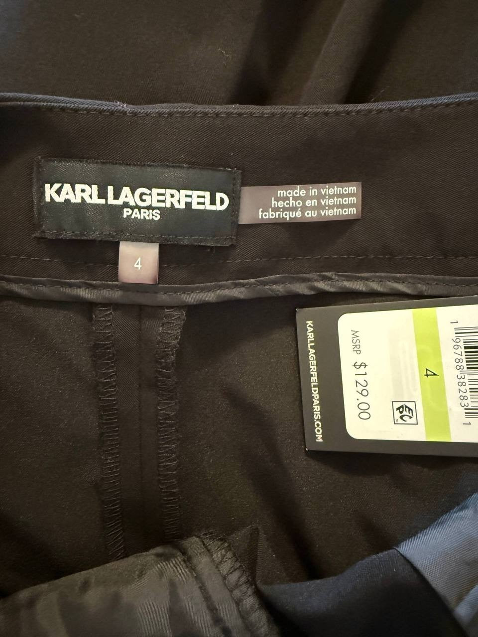 Karl Lagerfeld Paris Rhinestone‑Trim Suiting Pants – Black – Size 4 – NWT – $129