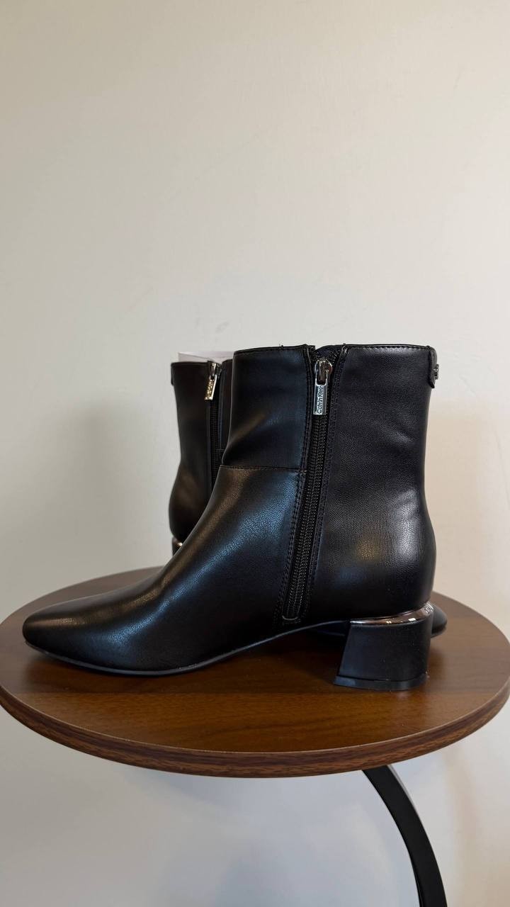 Calvin Klein Parry Booties 6M Black Man‑Made Square Toe Block Heel NIB msrp$129