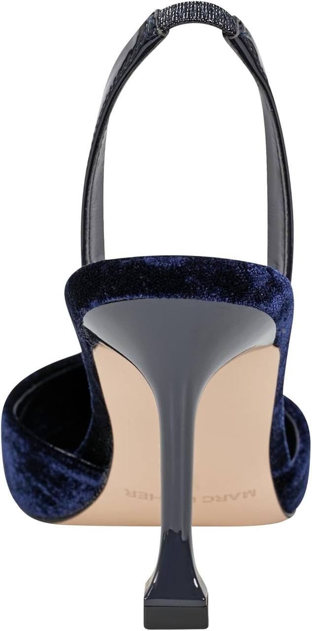 Marc Fisher Hadya Pumps 8M Navy Velvet Pre‑Owned Used at Home No Box $89