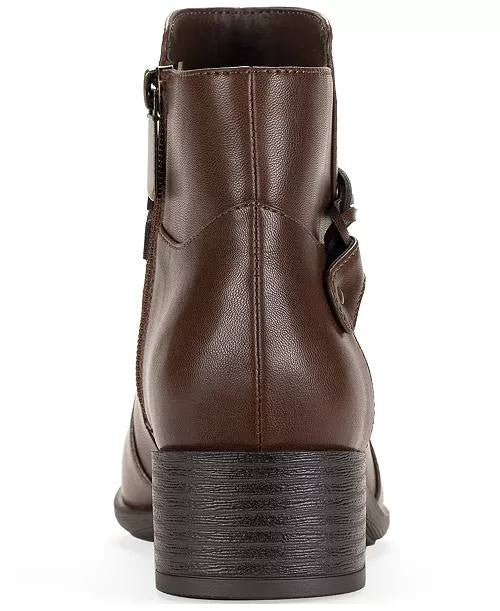 Style & Co Rubyyy Almond Toe Belt Booties Dark Roast 10M Man‑Made $79.90 NWB