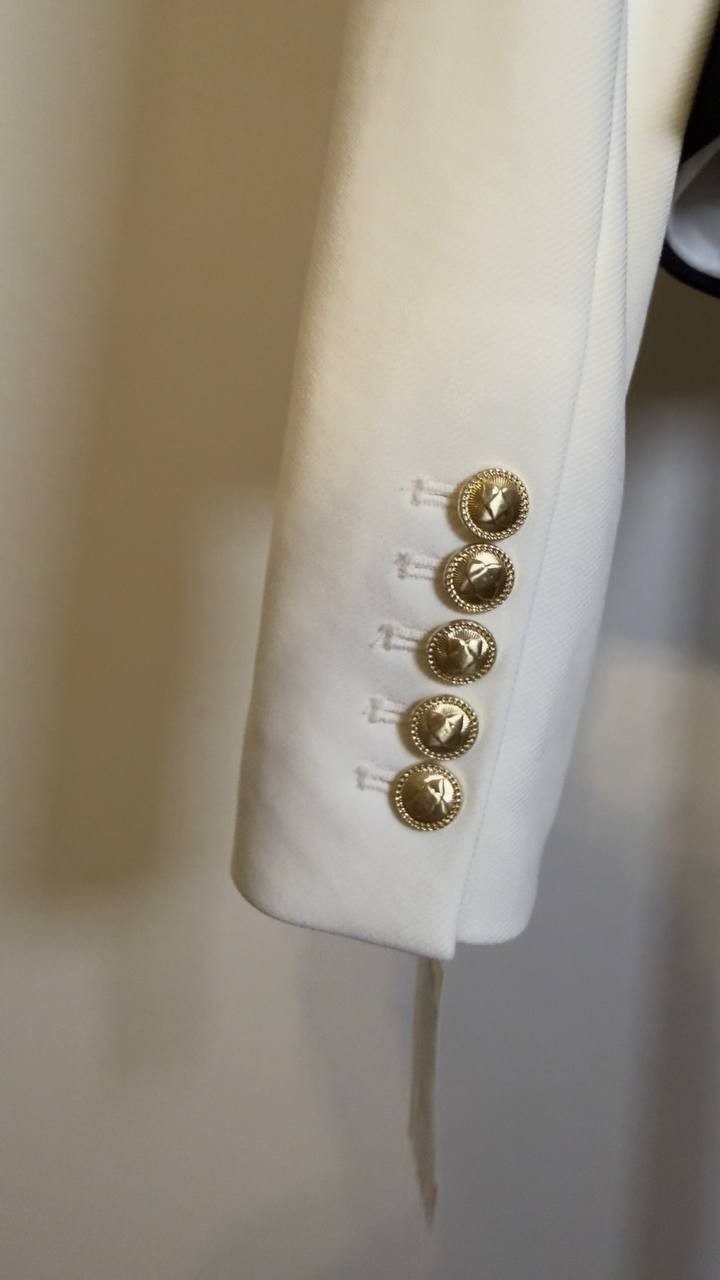 BCBG Stand‑Up Collar Open‑Front Blazer White/Black 12 NWT $59