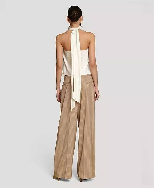 Avec Les Filles Women’s Long‑Tie Halter Top Ivory S NWT $88