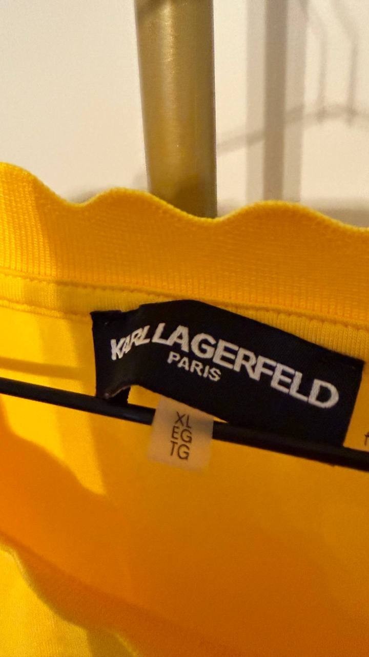 Karl Lagerfeld Blouse Ruffle Sleeveless Polyester Yellow 1XL NWT
