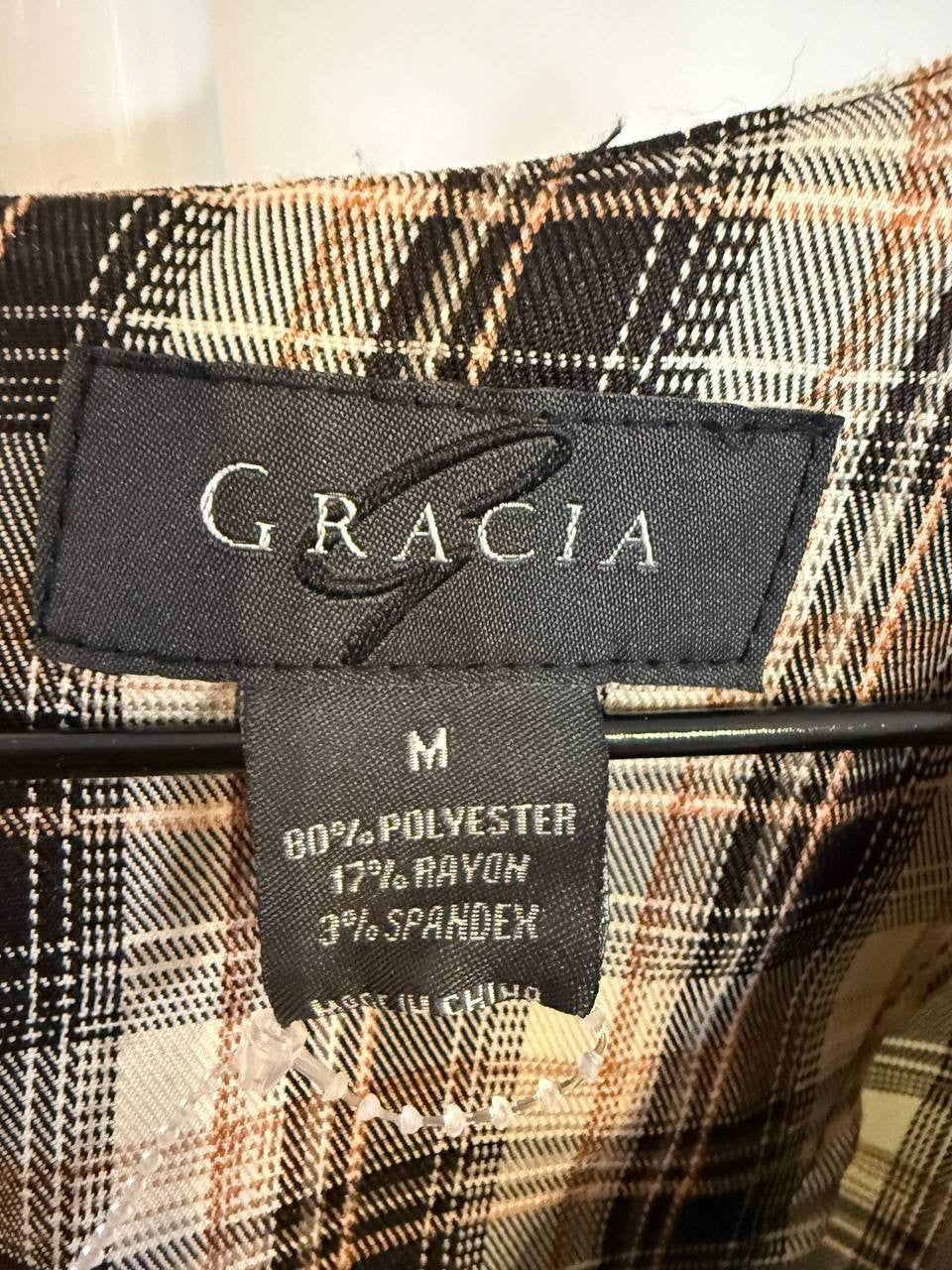 Gracia Plaid Belted Shirt Dress – Size M – NWOT – Flawed