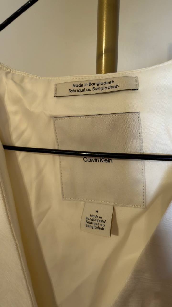 Calvin Klein Women’s Belted Double‑Breasted Jacket White XL NWT $179