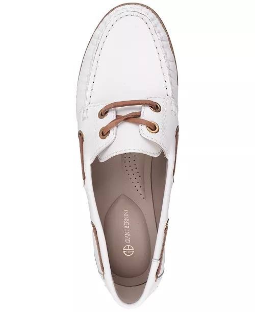 Giani Bernini Lylaa Loafers 7.5M White Leather Boat Shoe Slip‑On NIB msrp$99.50