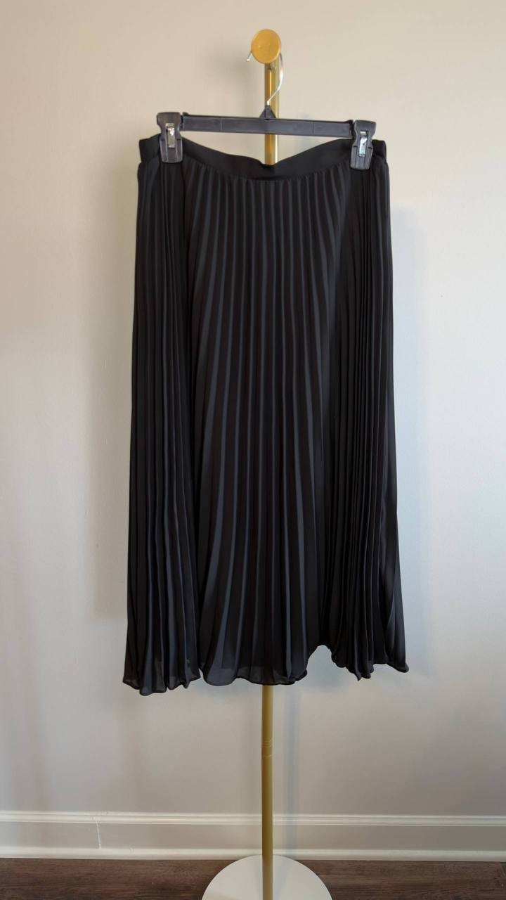 T Tahari Pull‑On Pleated Midi Skirt Black XL NWT $88