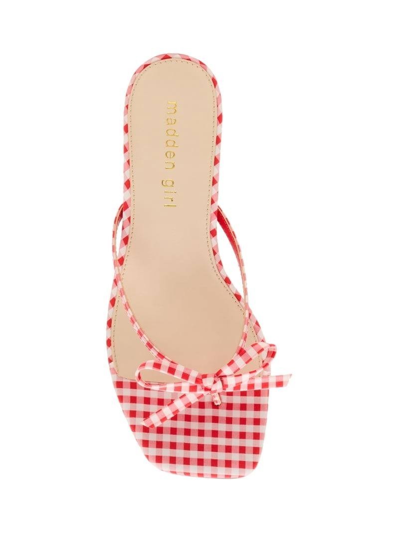 Madden  Girl  Charlotte  Checked  Thong  Sandals  Red/White  7.5  NWT  $49