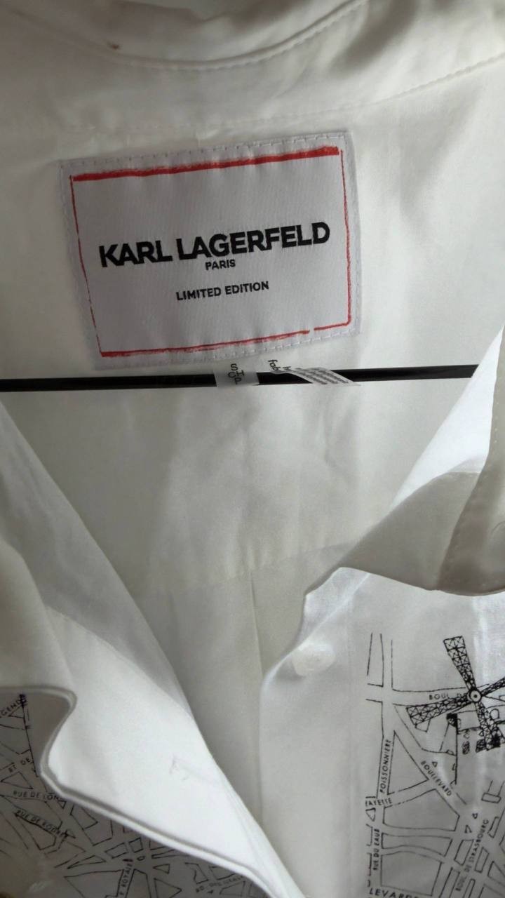 Karl Lagerfeld Paris Whimsy White Poplin Shirt White S NWOT Damaged $119