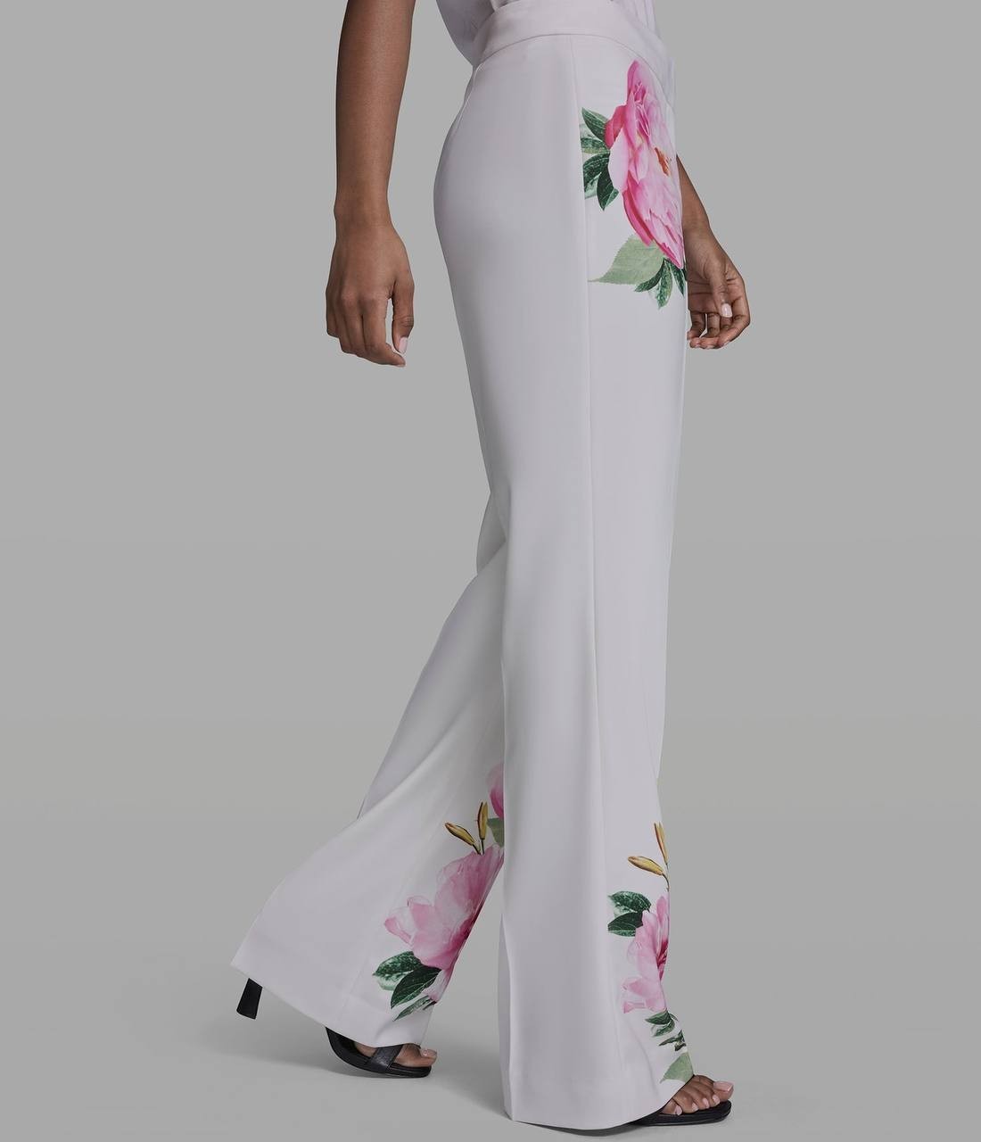 Karl Lagerfeld Mid-Rise Floral Straight-Leg Pant Soft White Multi 8 NWT $139