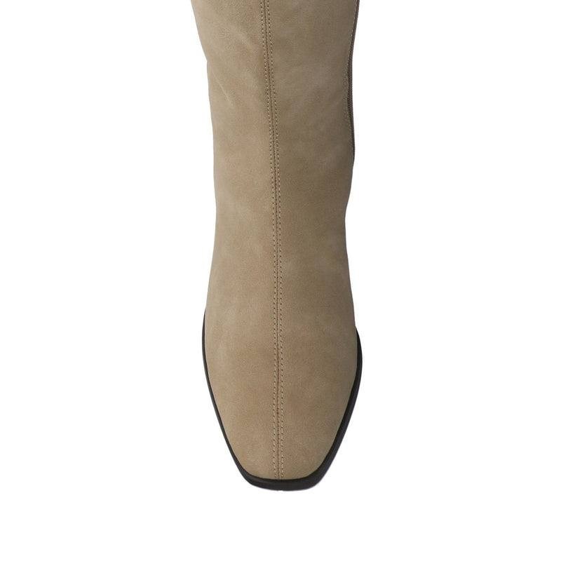 Journee Devri Boots 6.5M Greige Vegan Leather Knee‑High Zip NIB msrp$79.99